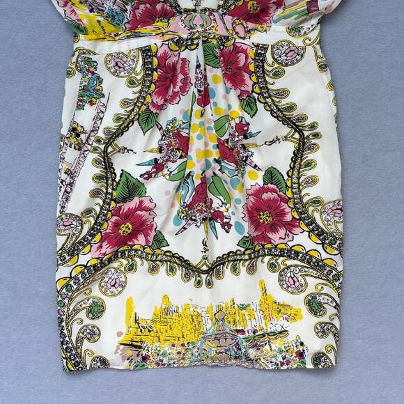 Anthropologie Collette Dinnigan Scenic‎ 100% Silk Dress size 0 EUC floral shift - Picture 6 of 8